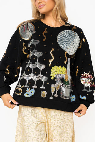 QOS Black Champagne Tower NYE Icon Sweatshirt - Boutique Bella BellaQueen of Sparkles