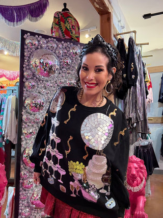 QOS Black Champagne Tower NYE Icon Sweatshirt - Boutique Bella BellaQueen of Sparkles