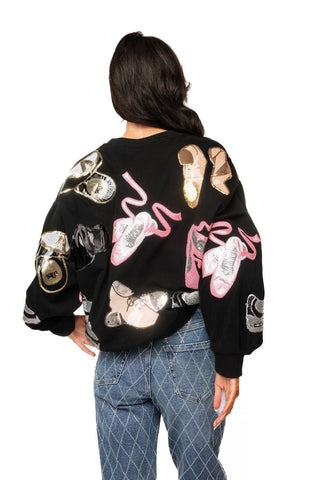 QOS Black Dance Shoes Sweatshirt - Boutique Bella BellaQueen of Sparkles