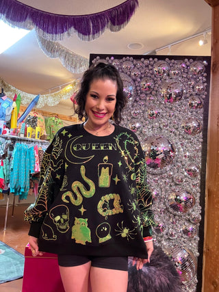 QOS Black & Green Halloween Queen Icon Short - Boutique Bella BellaQueen of Sparkles