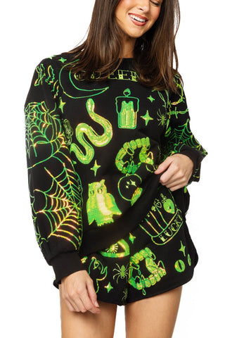 QOS Black & Green Halloween Queen Icon Sweatshirt - Boutique Bella BellaQueen of Sparkles