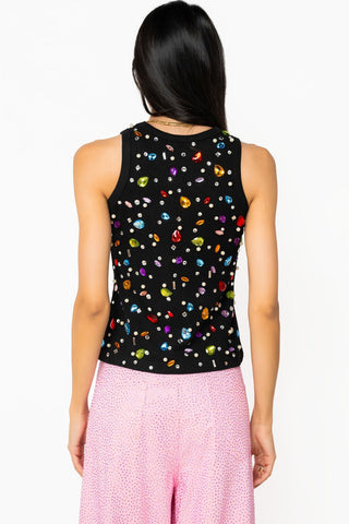 QOS Black Jewel & Pearl Tank - Boutique Bella BellaTops