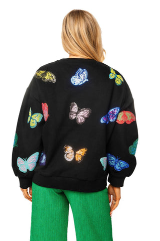 QOS Black Multi Butterfly Tiger Sweatshirt - Boutique Bella BellaSweatshirt