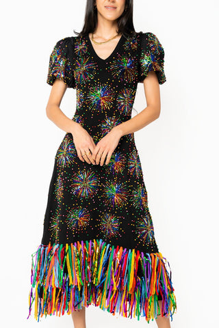 QOS Black Multi Firework Dress - Boutique Bella BellaDresses