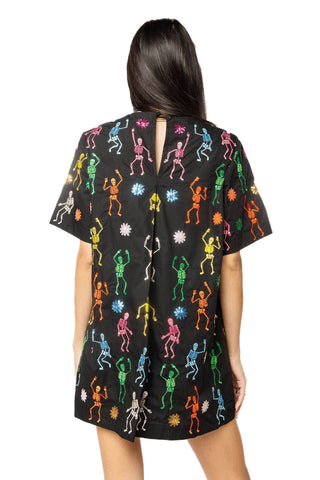 QOS Black Multi Skeleton Cotton Dress - Boutique Bella BellaQueen of Sparkles