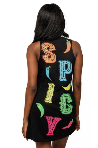 QOS Black Multi 'Spicy' Chili Pepper Tank Dress - Boutique Bella BellaQueen of Sparkles