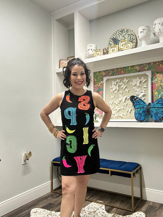 QOS Black Multi 'Spicy' Chili Pepper Tank Dress - Boutique Bella BellaQueen of Sparkles