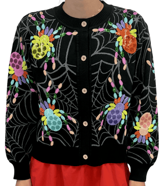 QOS Black Multi Spider Cardigan - Boutique Bella BellaQueen of Sparkles