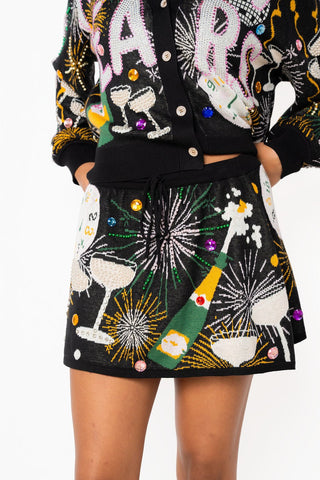 QOS Black NYE Icon Knit Skirt - Boutique Bella BellaBottoms