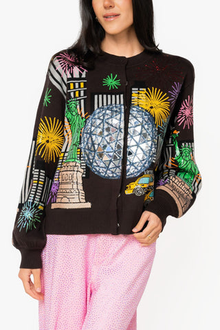 QOS Black Nye In New York Button Up Cardigan - Boutique Bella BellaTops