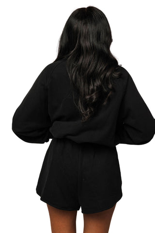 QOS Black QOS Queen Card Rhinestone Tie Sweatshirt - Boutique Bella BellaQueen of Sparkles