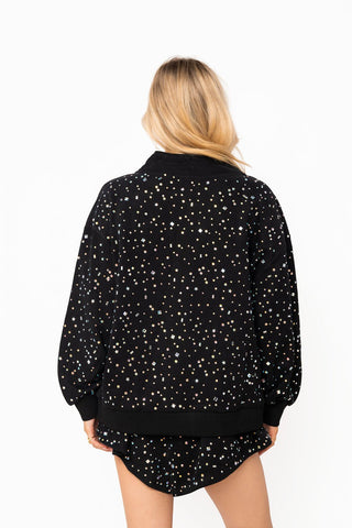 QOS Black Scattered Rhinestone Short - Boutique Bella BellaBottoms