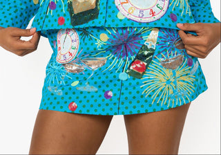 QOS Blue Polka Dot NYE Icon Skirt - Boutique Bella BellaBottoms