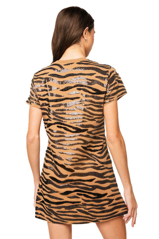 QOS Brown Tiger QOS Card Logo Tee Dress - Boutique Bella BellaQueen of Sparkles