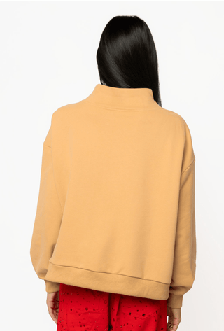 QOS Camel Floral 'Camp' Mock Neck Sweatshirt - Boutique Bella BellaQueen of Sparkles