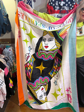 QOS Card Logo Oversized Beach Towel - Boutique Bella BellaQueen of Sparkles