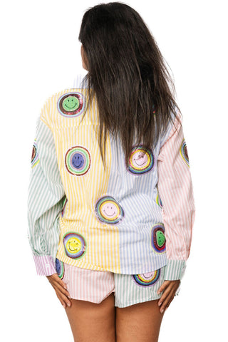 QOS Colorblock Smiley Short - Boutique Bella BellaQueen of Sparkles