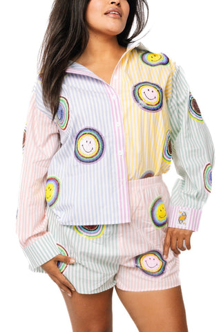 QOS Colorblock Smiley Short - Boutique Bella BellaQueen of Sparkles