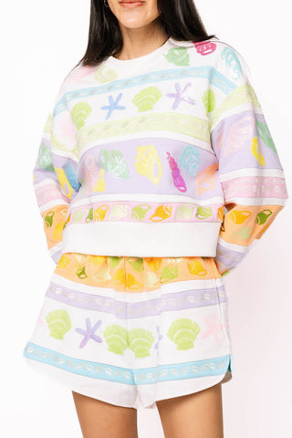 QOS Colorblock Stripe Shell Sweatshirt - Boutique Bella BellaQueen of Sparkles