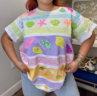 QOS Colorblock Stripe Shell Tee - Boutique Bella BellaTEE