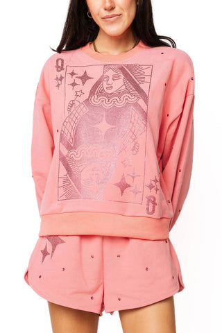 QOS Coral Tonal QOS Card Sweatshirt - Boutique Bella BellaSweatshirt