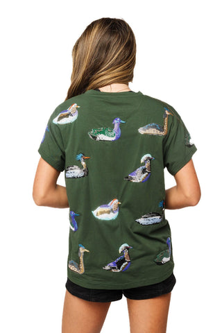 QOS Dark Teal Multi Duck Tee - Boutique Bella BellaQueen of Sparkles