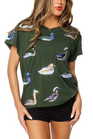 QOS Dark Teal Multi Duck Tee - Boutique Bella BellaQueen of Sparkles