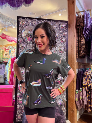 QOS Dark Teal Multi Duck Tee - Boutique Bella BellaQueen of Sparkles