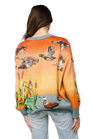 QOS Ducks Flying Sunrise Sweater - Boutique Bella BellaQueen of Sparkles