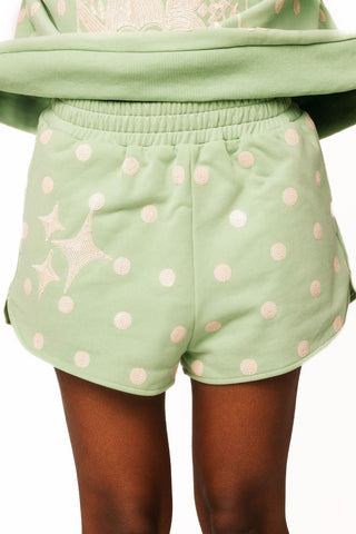 QOS Dusty Green Polka Dot QOS Sparkles Short - Boutique Bella BellaShorts