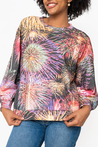 QOS Firework Scene Rhinestone Sweatshirt - Boutique Bella BellaQueen of Sparkles