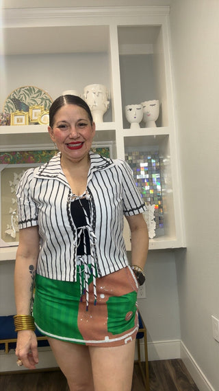 QOS Green Baseball Field Cotton Skort - Boutique Bella BellaQueen of Sparkles