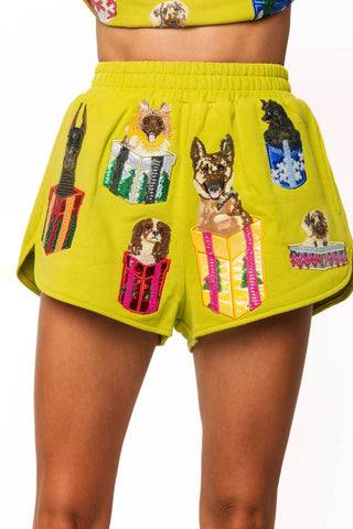 QOS Green Dogs in Present Boxes Short - Boutique Bella BellaQueen of Sparkles