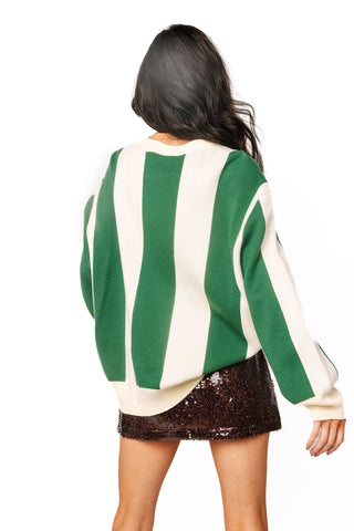 QOS Green & Ivory Striped Nutcracker Sweater - Boutique Bella BellaQueen of Sparkles