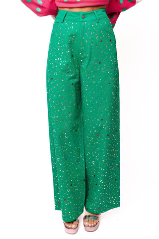 QOS Green Multi Rhinestone Jean - Boutique Bella BellaQueen of Sparkles