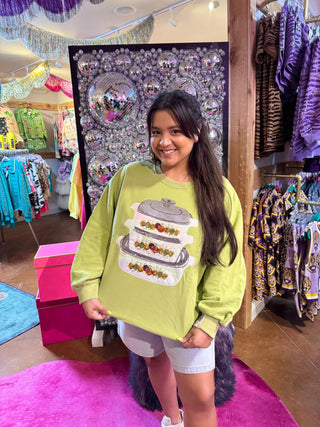 QOS Green Vintage Corningware Sweatshirt - Boutique Bella BellaQueen of Sparkles