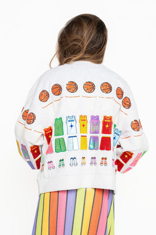 QOS Grey Multi Basketball Icon Sweatshirt - Boutique Bella BellaQueen of Sparkles
