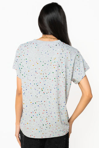 QOS Grey Multi Rhinestone Tee - Boutique Bella BellaQueen of Sparkles