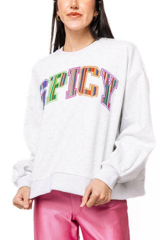 QOS Grey Multi Striped 'Spicy' Sweatshirt - Boutique Bella BellaQueen of Sparkles