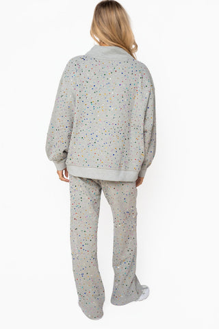 QOS Grey Rhinestone Sweat Pant - Boutique Bella BellaBottoms