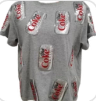 QOS - Grey Scattered Diet Coke Can Tee - Boutique Bella BellaQueen of Sparkles