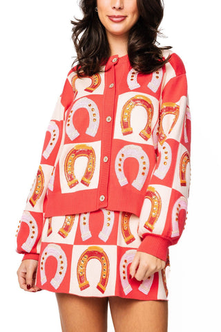 QOS Hot Pink Checkered Horse Shoe Skirt - Boutique Bella BellaQueen of Sparkles
