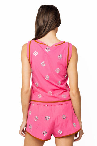 QOS Hot Pink Rhinestone Active Shorts - Boutique Bella BellaActive wear shorts
