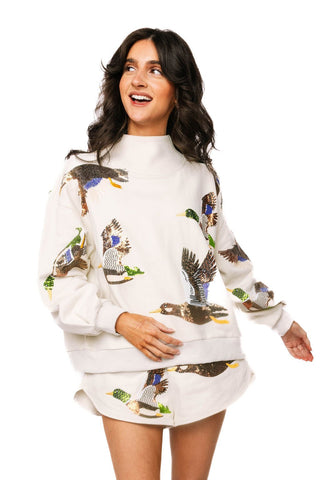 QOS Ivory Flying Ducks Short - Boutique Bella BellaQueen of Sparkles