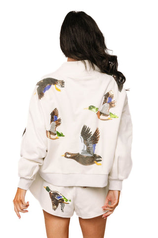 QOS Ivory Flying Ducks Short - Boutique Bella BellaQueen of Sparkles