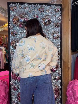 QOS Ivory & Mint Coastal Sea Shell Ornament Sweatshirt - Boutique Bella BellaQueen of Sparkles