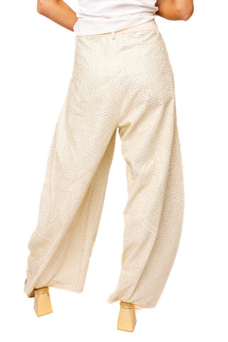 QOS Ivory Rhinestone Denim Barrel Jeans - Boutique Bella BellaJeans