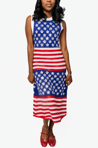 QOS Knit American Flag Stripe Midi Dress - Boutique Bella BellaDress