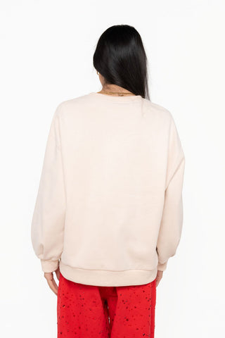 QOS Licensed Beige Monica Turkey Head Sweatshirt - Boutique Bella BellaQueen of Sparkles