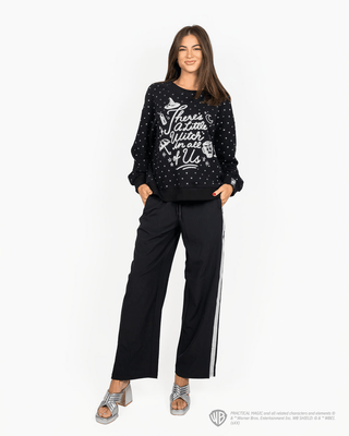 QOS Licensed Black Scattered Rhinestone 'There's a Little Witch In All Of Us' Sweatshirt - Boutique Bella BellaQueen of Sparkles